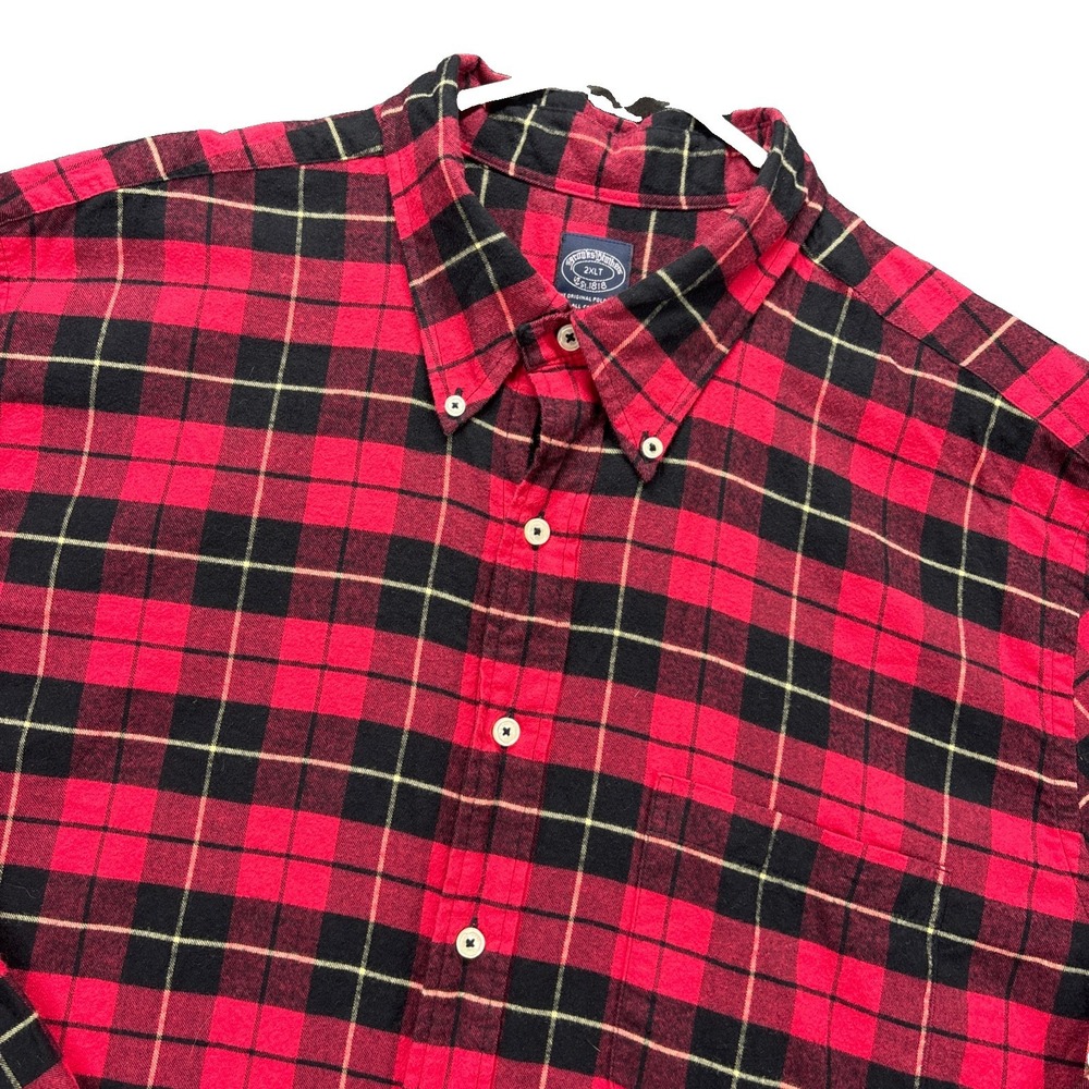 Brooks Brothers Flannel Shirt Mens 2XL Red Black Buffalo Check Button Down 1818